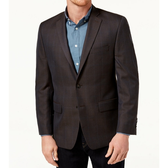 Michael Kors Brown/Blue Plaid Sport Coat - Picture 1 of 4